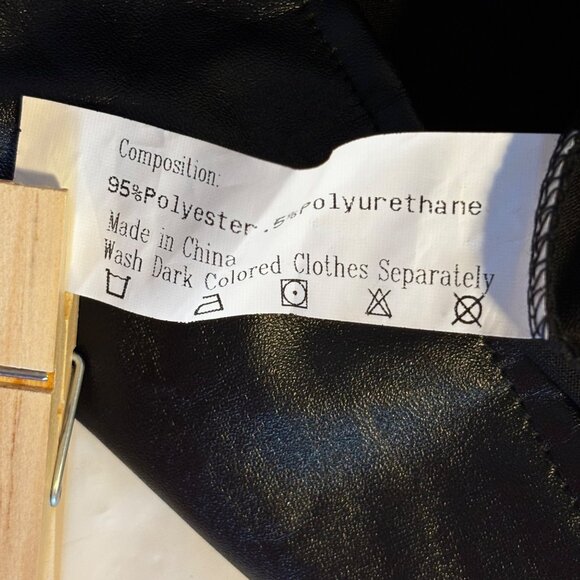 Zaful Black Faux Leather Asymmetrical Mini Dress w/Adjustable Straps Size 8 - Picture 7 of 11